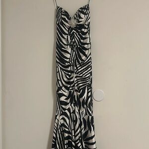 Zebra Print Cache Formal Strapless Dress